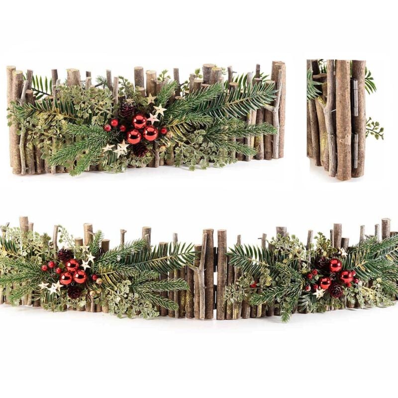 foto del prodotto gruppo maruccia staccionata natalizia in legno decorazione sotto albero, per presepe, vetrine