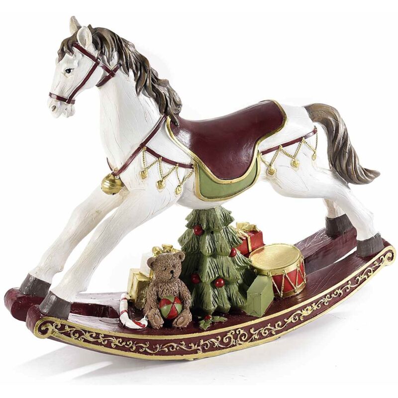 foto del prodotto gruppo maruccia statuina natalizia a forma di cavallo a dondolo in resina idea regalo natale