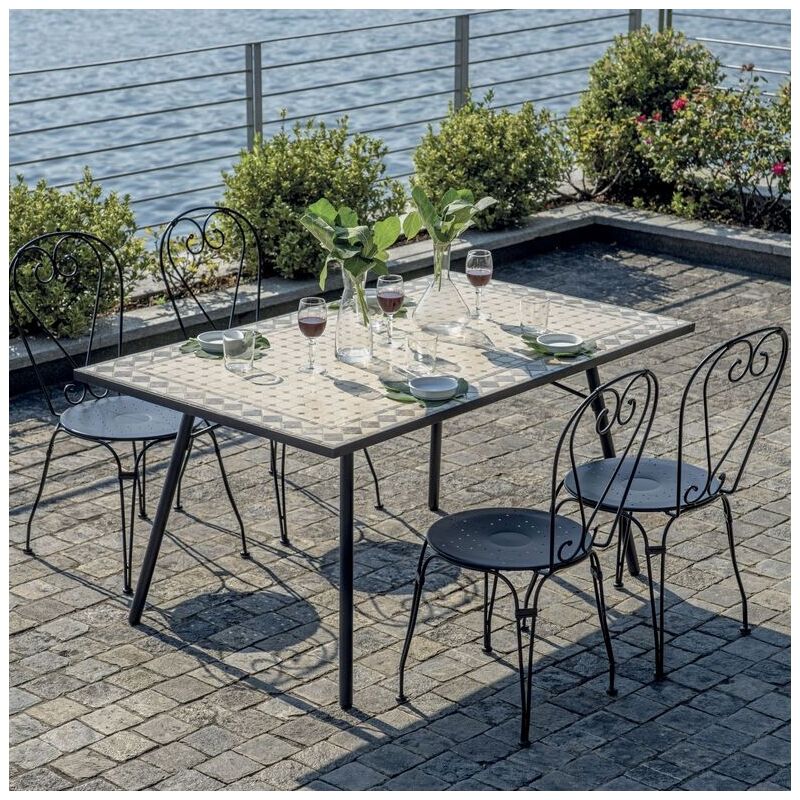 foto del prodotto gruppo maruccia tavolo da giardino in mosaico di ceramica artigianale, rettangolare 150 x 80 centimetri
