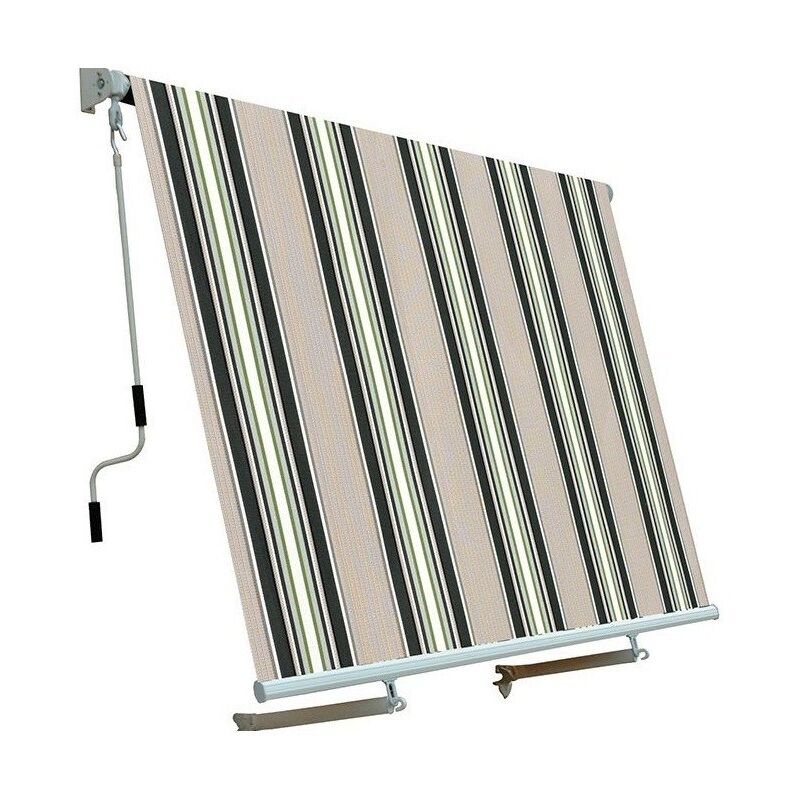 foto del prodotto gruppo maruccia tenda da sole a caduta con bracci tenda da balcone 3 x 2,45 metri verde rigato tenda parasole per balconi