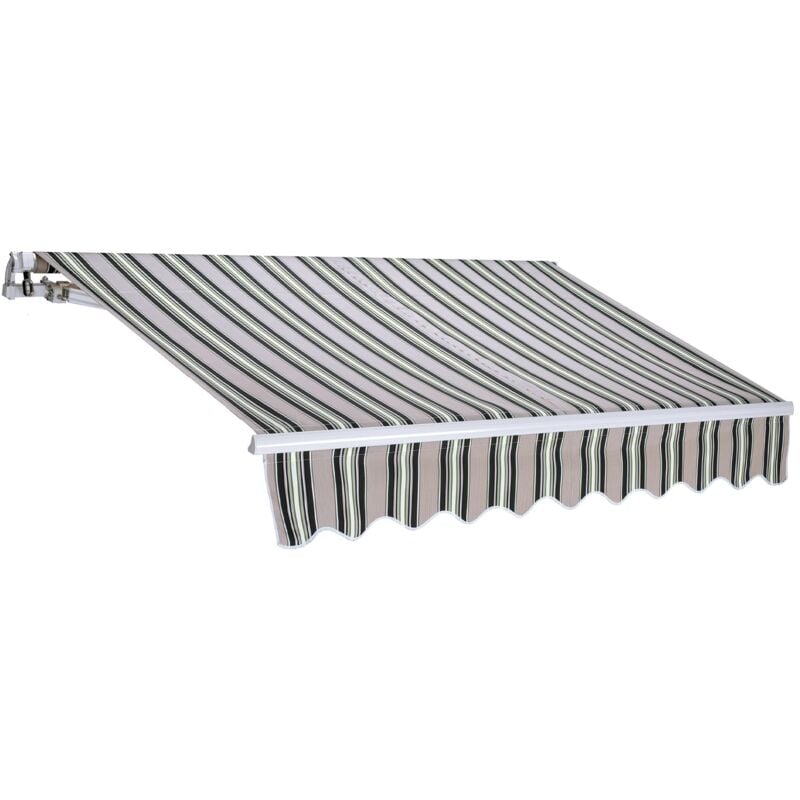foto del prodotto gruppo maruccia tenda da sole estensibile 250 x 200 centimetri tenda parasole barra quadra tenda da sole con manovella colore verde rigato