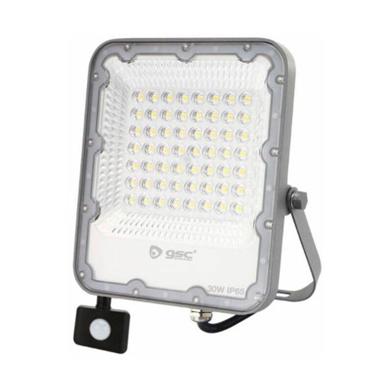 foto del prodotto gsc 202610004 proiettore in alluminio con sensore 50w 6500k ip65 grigio