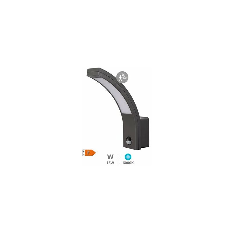 foto del prodotto gsc applique led tegar con sensore di movimento 15w 6000k grigio antracite