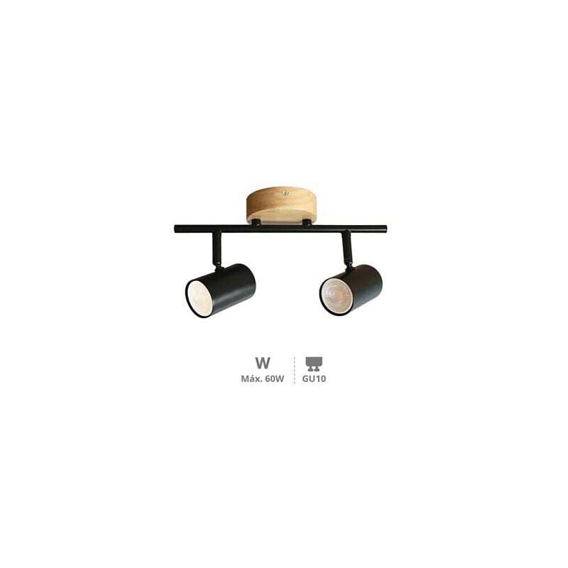 foto del prodotto gsc doppio faretto lineare da soffitto rintela serie gu10 nero