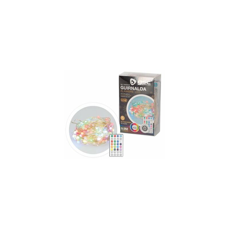 foto del prodotto gsc ghirlanda led a filo 9,9m con usb telecomando 32 funzioni 6w rgb