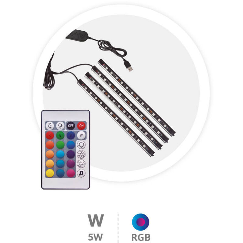 foto del prodotto gsc - kit striscia led usb 2m 230mm intelligente via bluetooth rgb