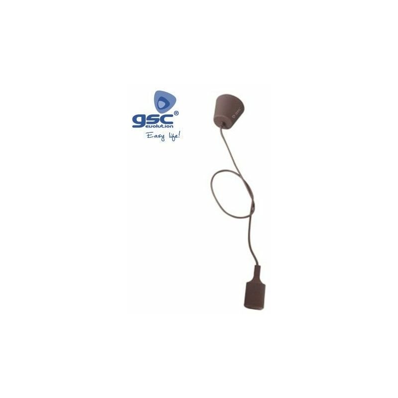 foto del prodotto gsc portalampada e27 in silicone cavo tessile 1m marrone 000702181