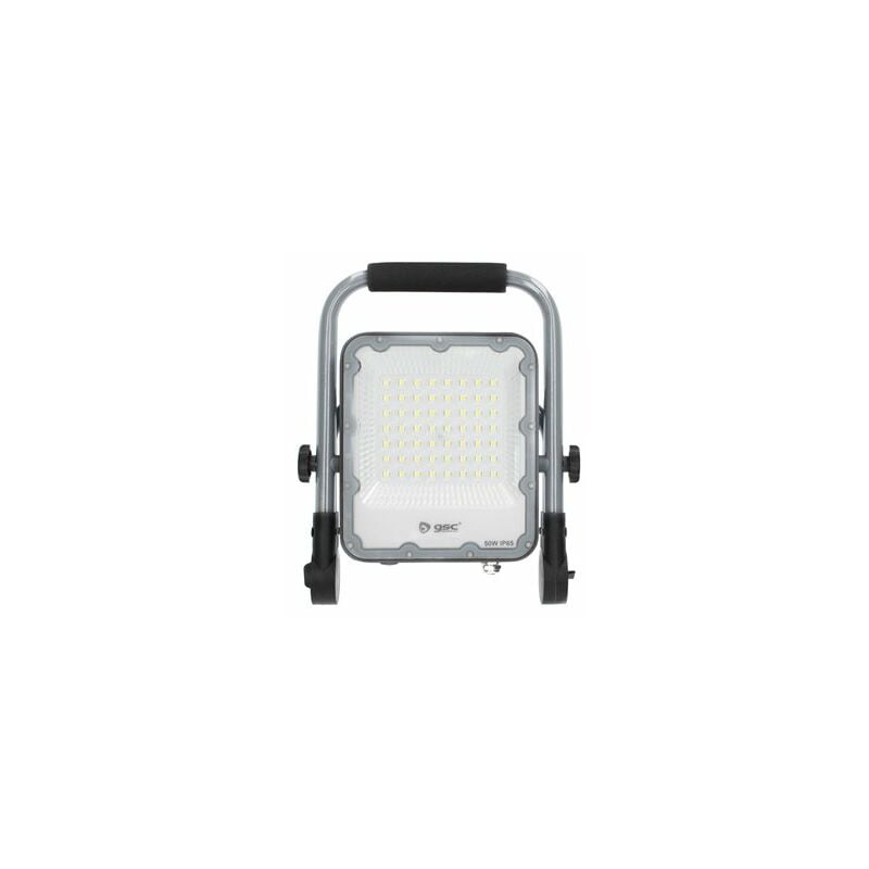 foto del prodotto gsc proiettore led in alluminio con supporto mobile 50w 6500k ip65 grigio