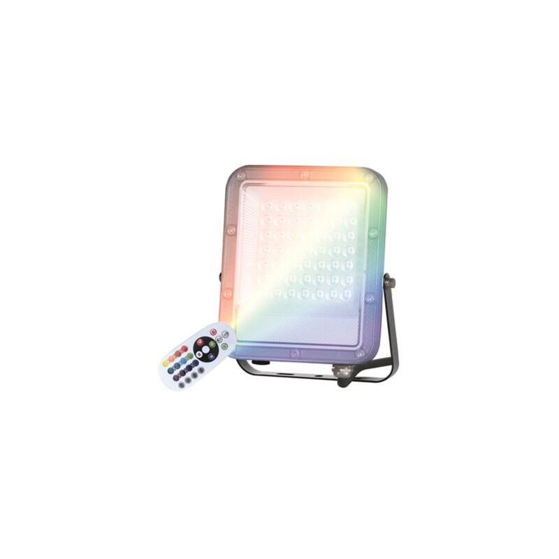 foto del prodotto gsc proiettore led kintore con telecomando 30w rgb 1800k ip65 167x140x26mm colore nero