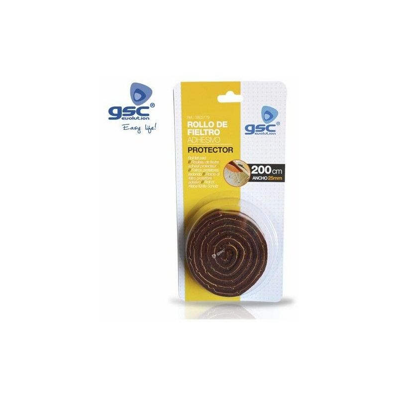 foto del prodotto gsc rotolo di mobili adesivi in feltro 25mmx2m marrone 003802779