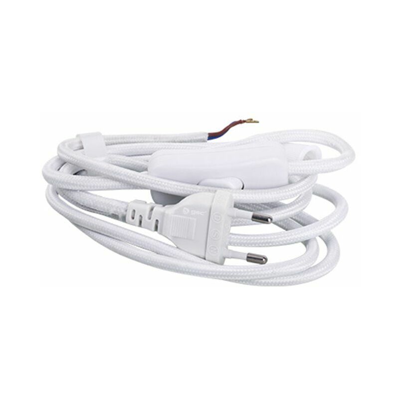 foto del prodotto gsc spina interruttore cavo tessile 1,5 m 2x0,75 mm interruttore bianco 001102961