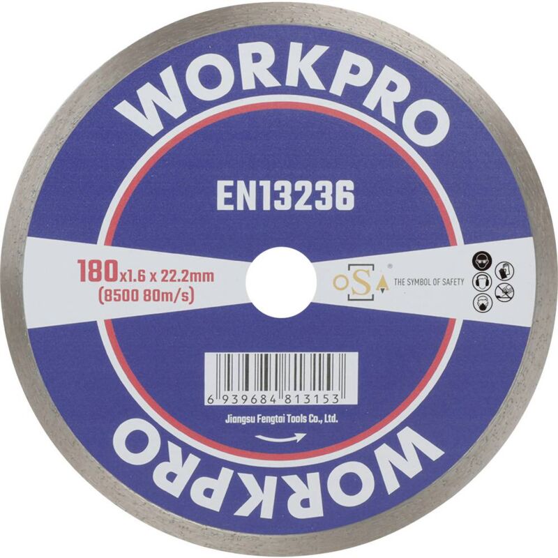 foto del prodotto gsoscr 3 disco diamantato 180 mm 1 pz. ceramica, porcellana, marmo, muratura, vetro, pietra calcarea, granito, workpro