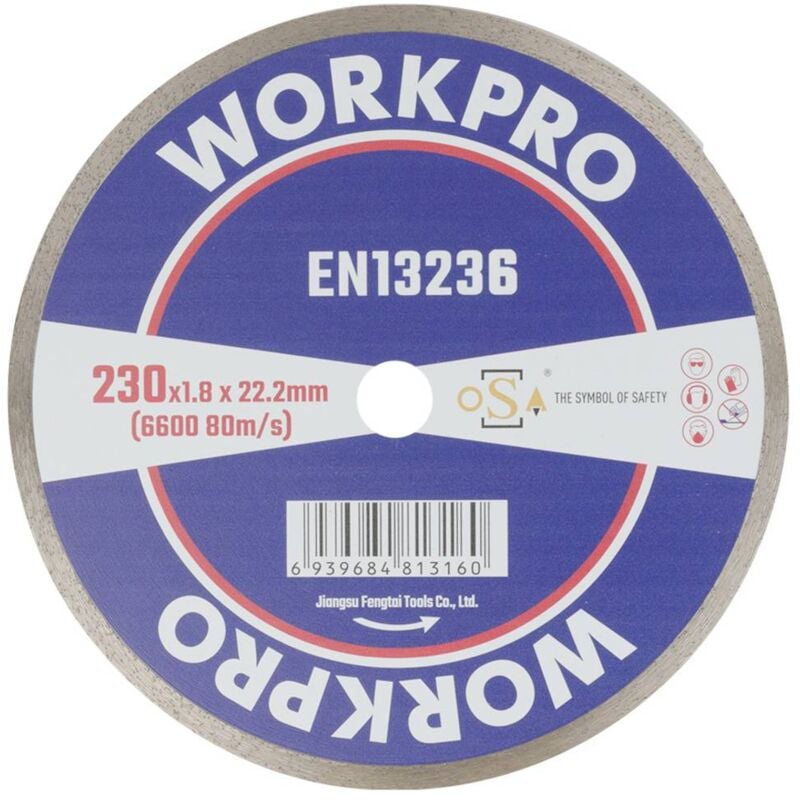 foto del prodotto gsoscr 4 disco diamantato 230 mm 1 pz. ceramica, porcellana, marmo, muratura, vetro, pietra calcarea, granito, workpro