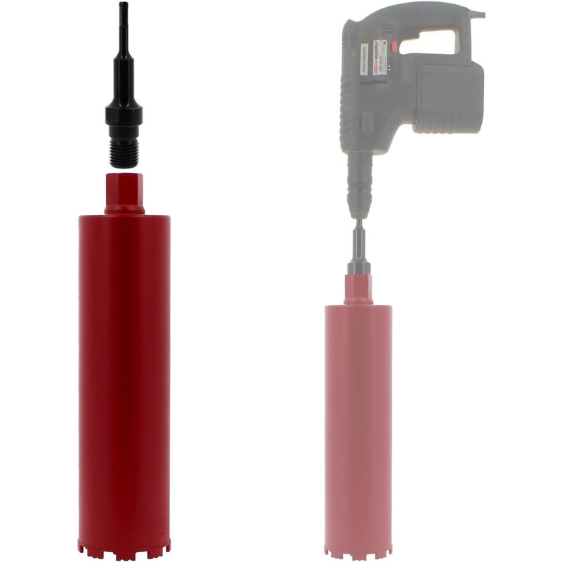 foto del prodotto gt market corona diamantata 114 mm con adattatore per trapano e perforatore sds plus