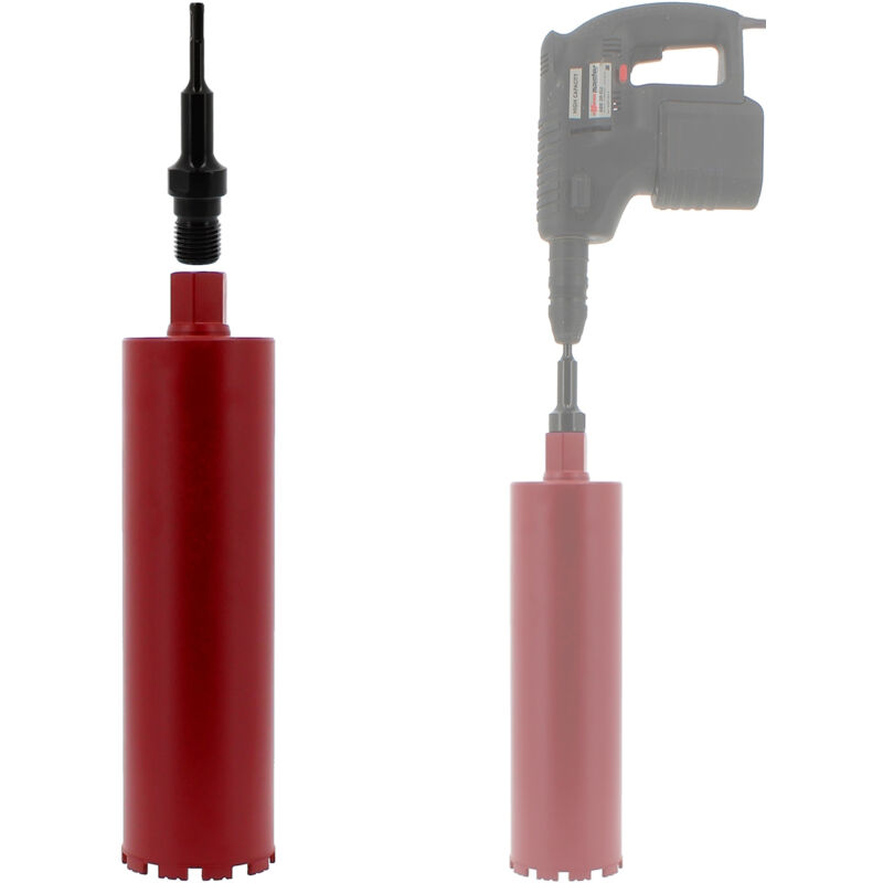 foto del prodotto gt market corona diamantata 120 mm con adattatore per trapano e perforatore sds plus