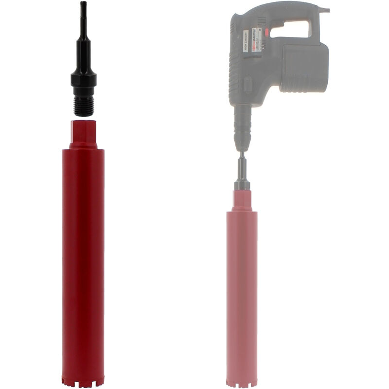 foto del prodotto gt market corona diamantata 76 mm con adattatore per trapano e perforatore sds plus