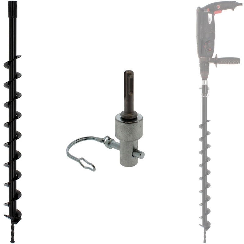foto del prodotto gt market punta di trivella 60 mm con adattatore per trapano e perforatore sds plus