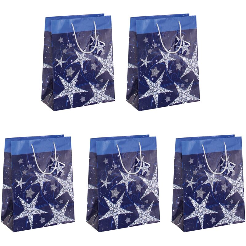 foto del prodotto gt025 borsa regalo natalizia grande, shining stars, 26 x 33 x 12 cm, carta, 5 pz sigel