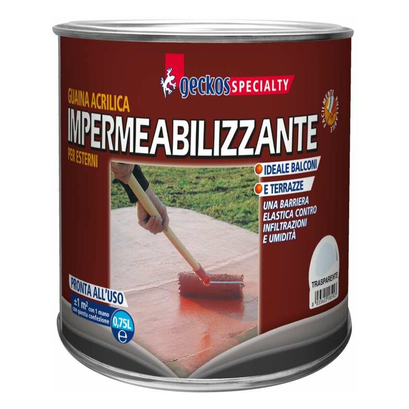 foto del prodotto guaina acrilica impermeabilizzante trasparente 750 ml geckos