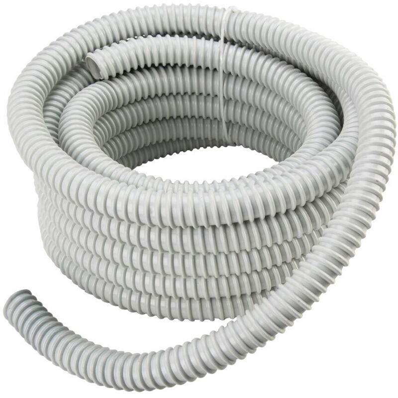 foto del prodotto guaina spiralata flessibile pvc grigia tubo impianti elettrici mm 16 - mt 10