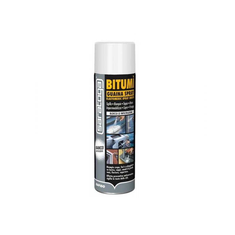 foto del prodotto guaina spray bitum impermeabilizza e sigilla 500 ml bianco saratoga