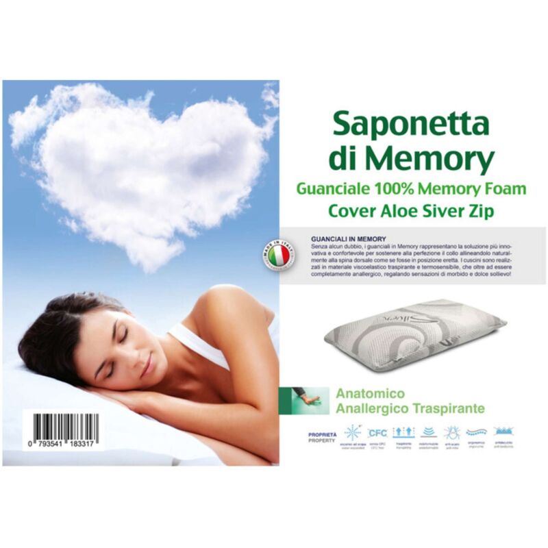 foto del prodotto guanciale aloe silver memory foam saponetta h.13