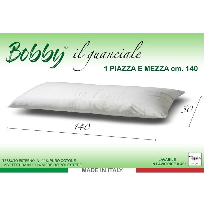 foto del prodotto guanciale bobby cuscino letto 1 piazza e mezza lungo cm. 140 mis. cm. 50 x 140