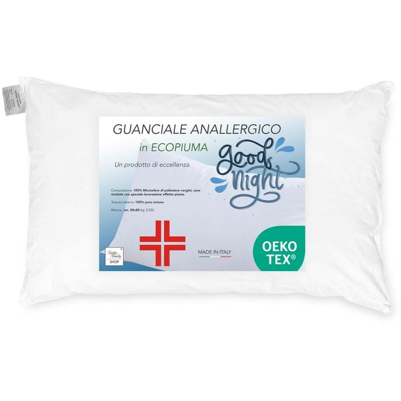 foto del prodotto guanciale cuscino anallergico effetto piuma good night in microsfere made in italy