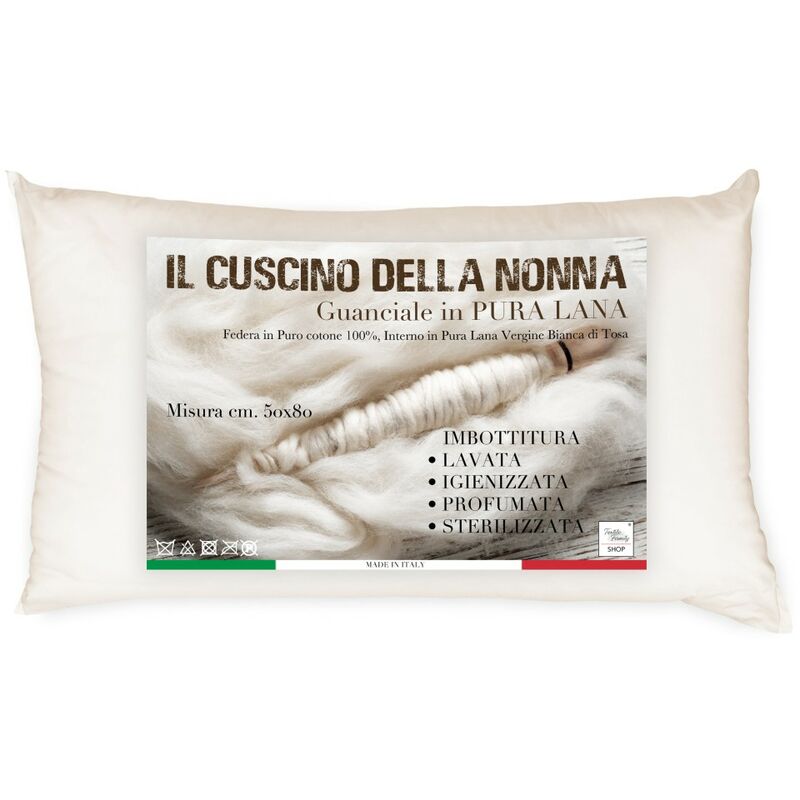 foto del prodotto guanciale cuscino della nonna in pura lana vergine made in italy