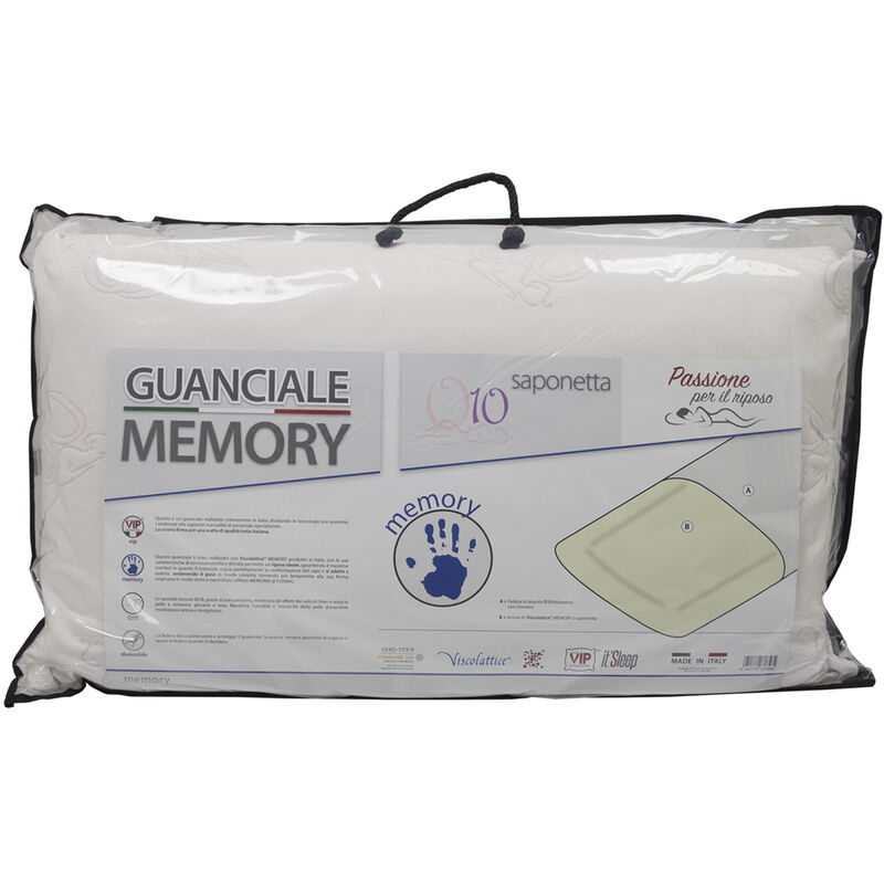 foto del prodotto guanciale cuscino letto 42x72 cm memory anallergico traspirante q10
