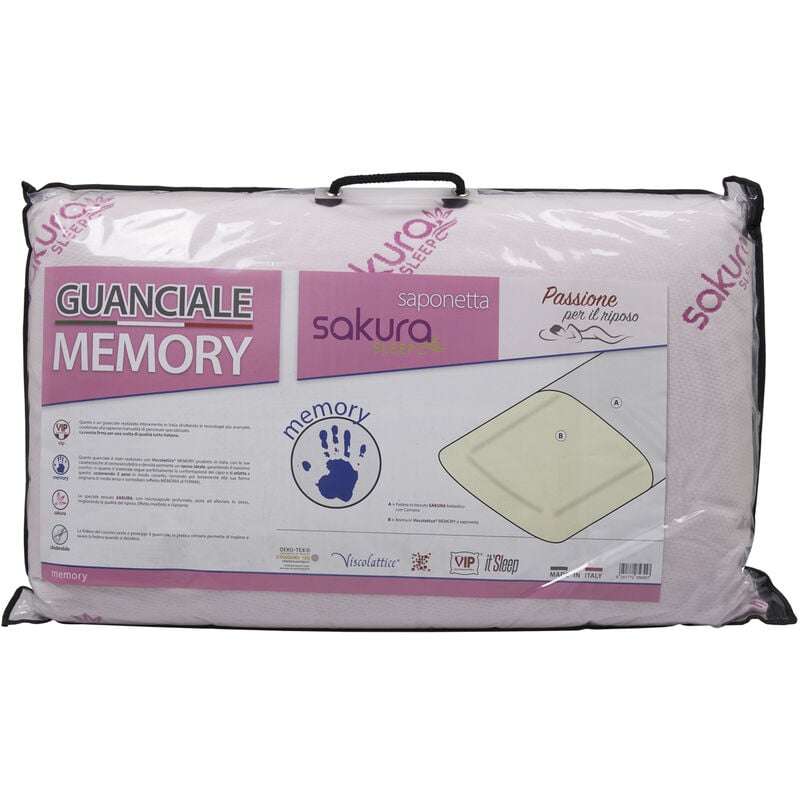 foto del prodotto guanciale cuscino letto 42x72 cm memory anallergico traspirante sakura