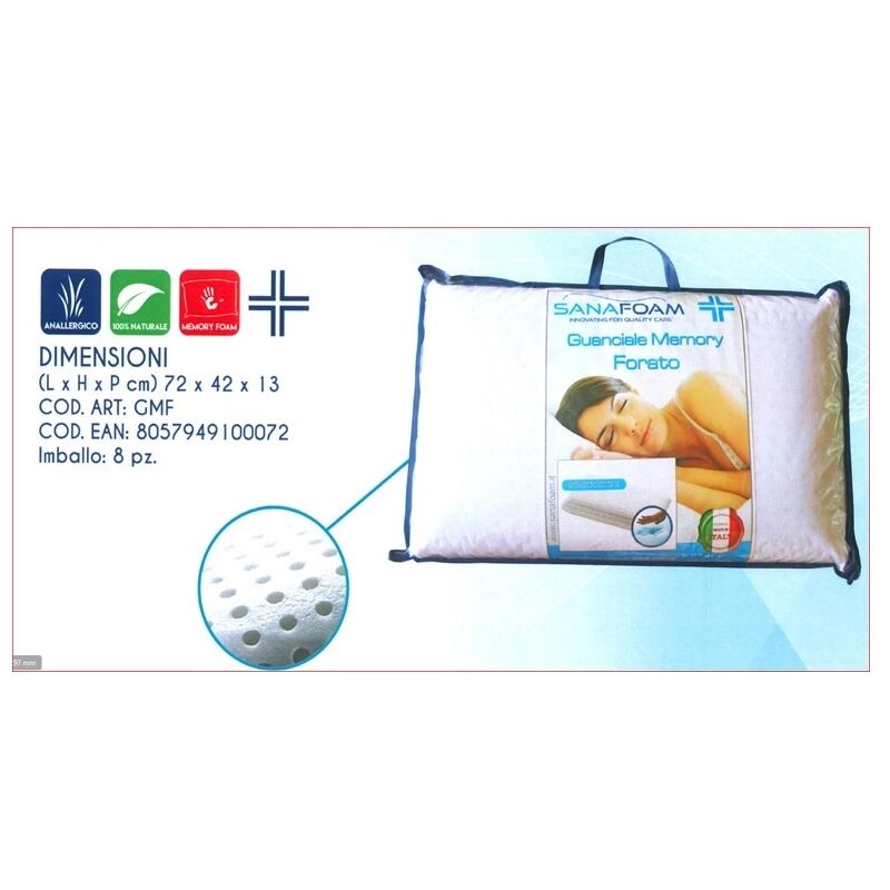 foto del prodotto guanciale forato in memory foam bianco 72x42 cm