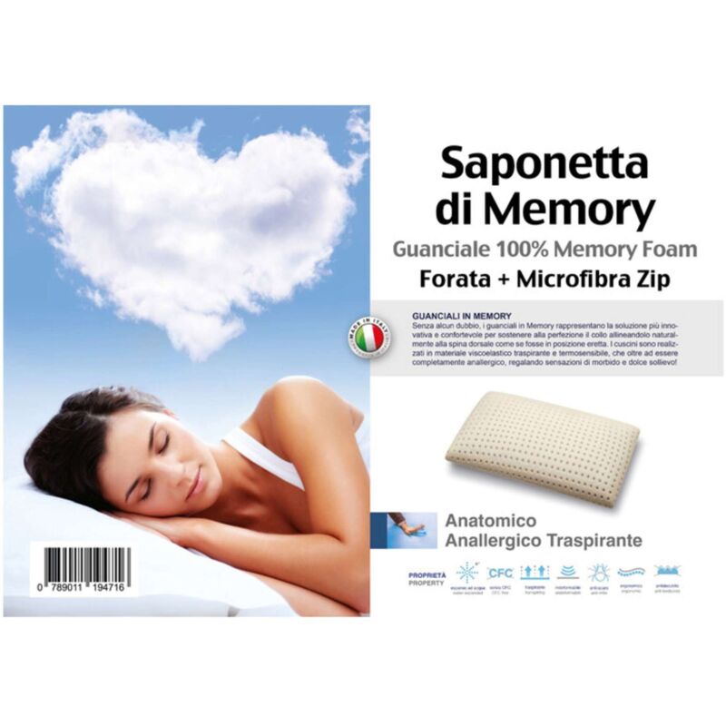 foto del prodotto guanciale memory foam saponetta forata h.13