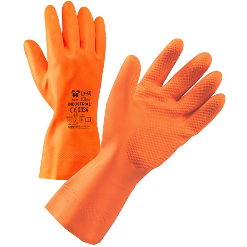 foto del prodotto guanti antinfortunistici in lattice neri industrial 9 l arancione