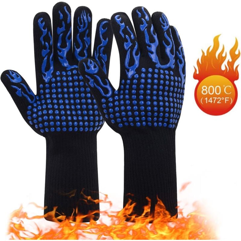 foto del prodotto guanti da barbecue crediri, 1 paio, guanti da forno in silicone, antiscivolo fino a 800 c, guanti universali per barbecue, griglia, forno, cucina e