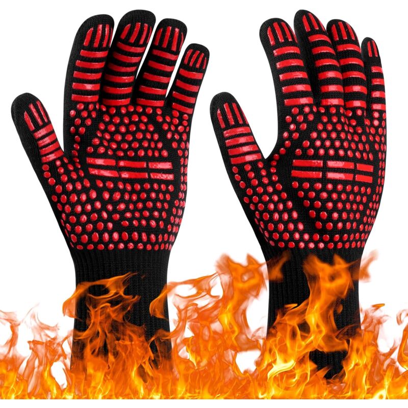 foto del prodotto guanti da barbecue dpzo guanti da forno resistenti al calore fino a 800 c, guanti da cucina resistenti al calore e antiscivolo, guanti da cucina