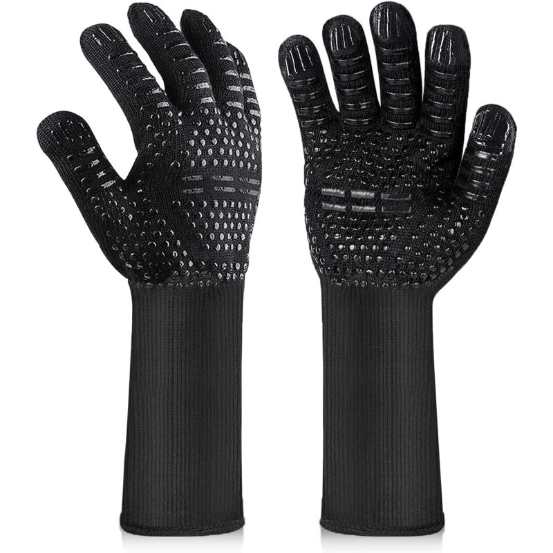 foto del prodotto guanti da barbecue, guanti da forno resistenti al calore, guanti da cucina antiscivolo resistenti al calore per barbecue, griglia, forno, camino,