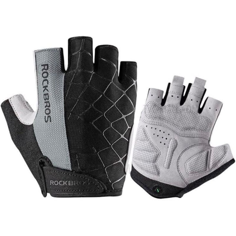 foto del prodotto guanti da ciclismo senza dita, sgancio rapido, taglia s, grigio