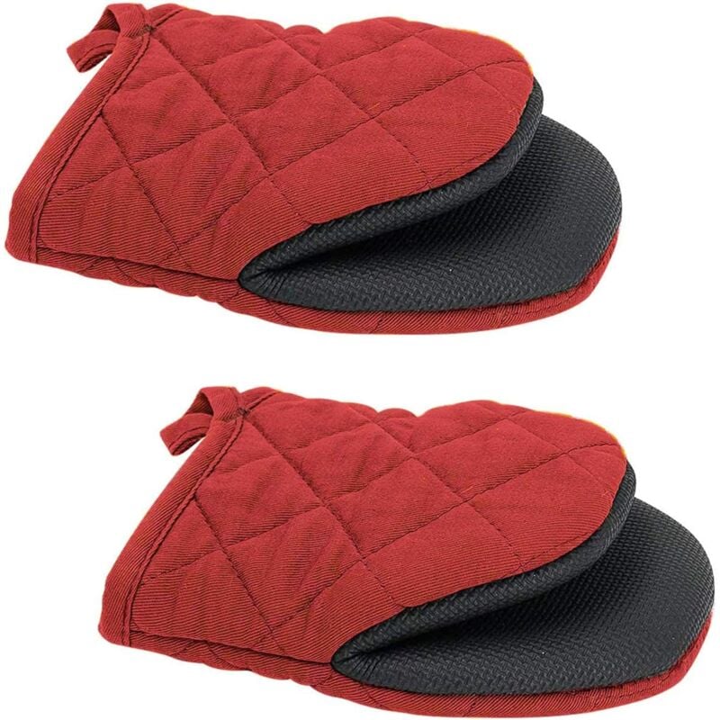 foto del prodotto guanti da forno 2 pezzi guanti da forno in neoprene antiscivolo resistenti al calore per cucinare, grigliare, barbecue rosso 