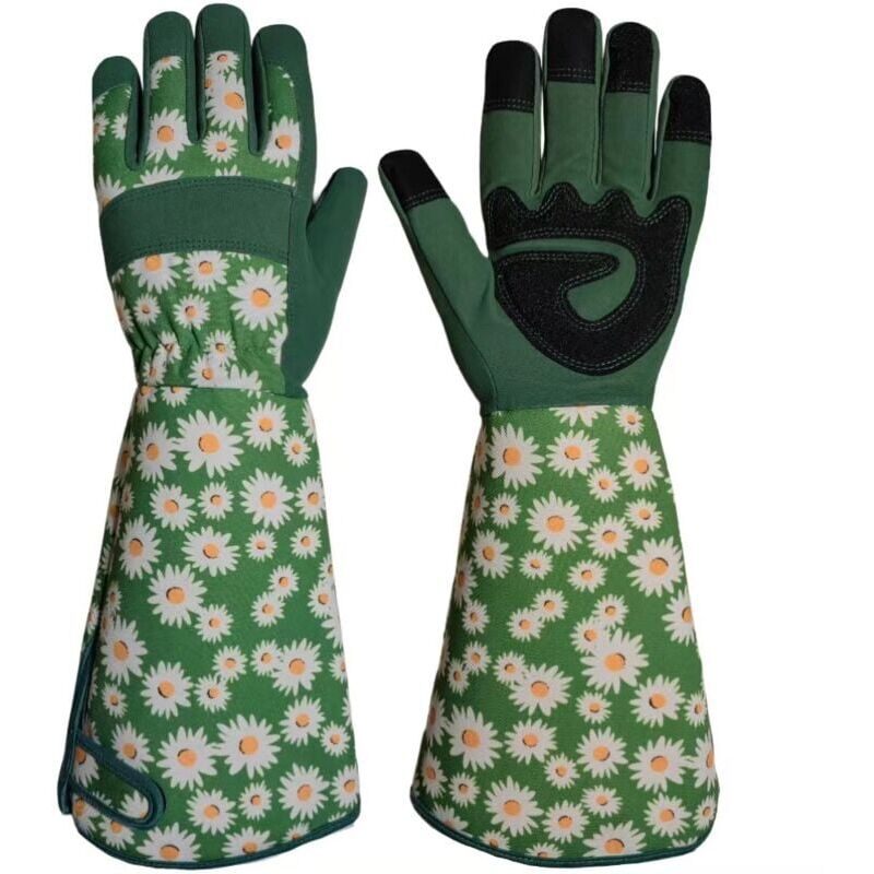 foto del prodotto guanti da giardinaggio per potatura di rose con maniche lunghe da uomo e da donna, in pelle, guanti da lavoro antiscivolo, traspiranti, comodi, per
