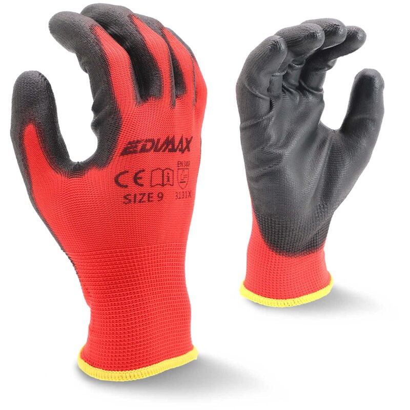 foto del prodotto guanti da lavoro, 12 paia di guanti, taglia xl 10, resistenti all abrasione e antitaglio livello 3, rivestiti in nylon pu, versatile, protezione