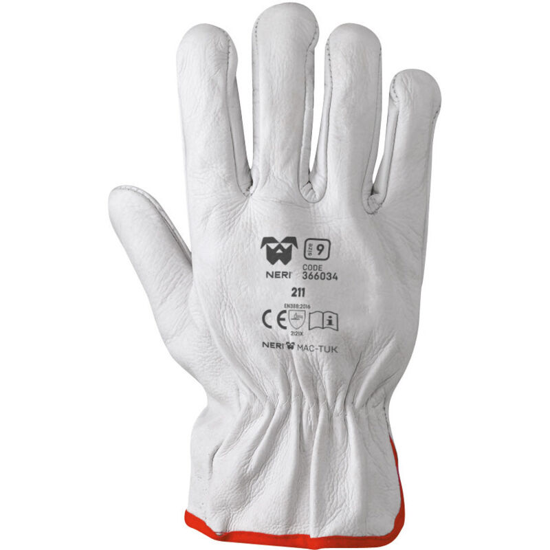 foto del prodotto guanti da lavoro anti usura in fiore di pelle bovina bianco per giardino ed edilizia small 7