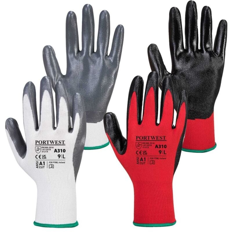 foto del prodotto guanti da lavoro con spalmatura in nitrile rosso nero 8