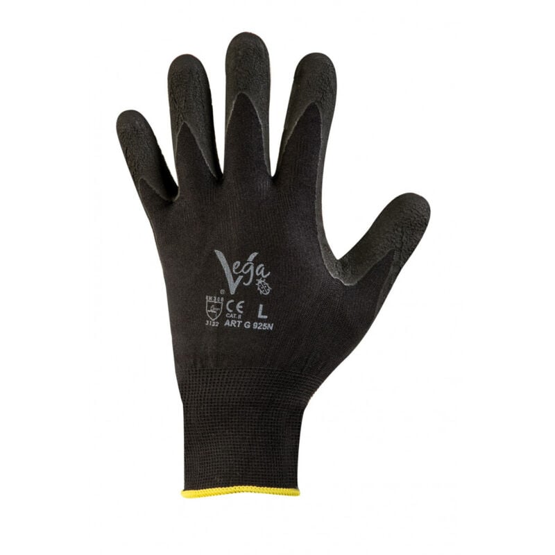 foto del prodotto guanti da lavoro g 925 supporto nylon nero schiuma lattice, taglie disponibili m