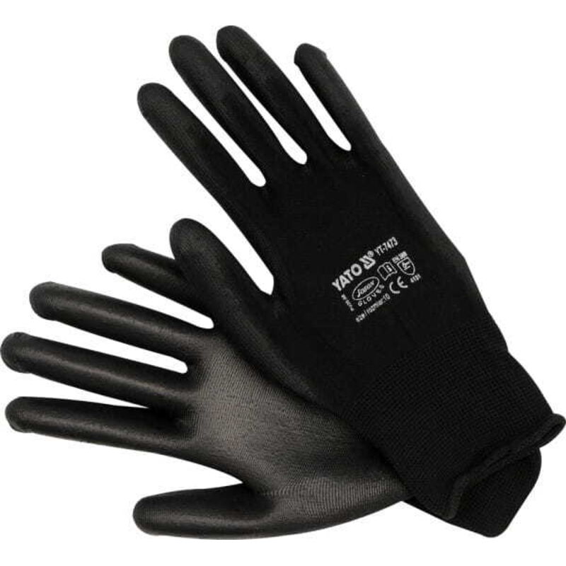 foto del prodotto guanti da lavoro in nylon nero yt 7473 yato