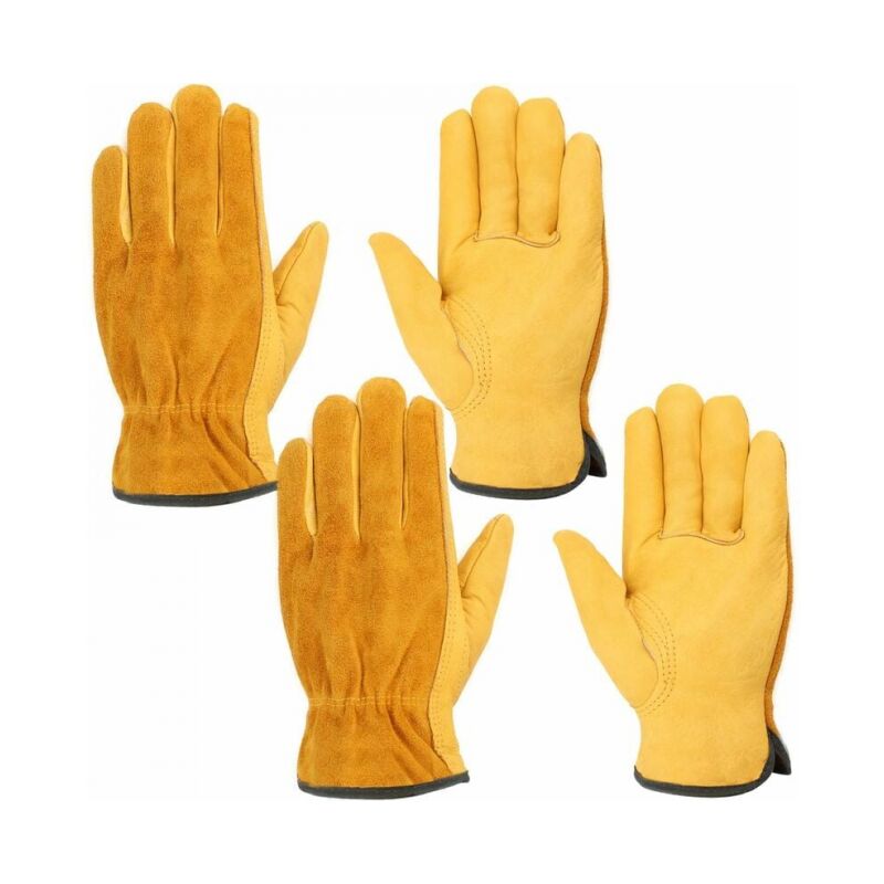 foto del prodotto guanti da lavoro in pelle, 2 paia di guanti resistenti all acqua per lavori edili, giardinaggio, riparazioni auto, disponibili per uomo e donna m