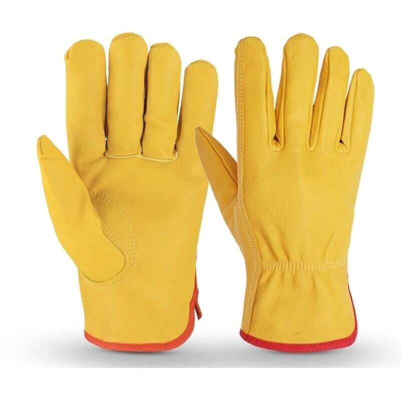 foto del prodotto guanti da lavoro in pelle, guanti da giardinaggio gialli resistenti alle spine con pelle, 2110,5 cm xl 