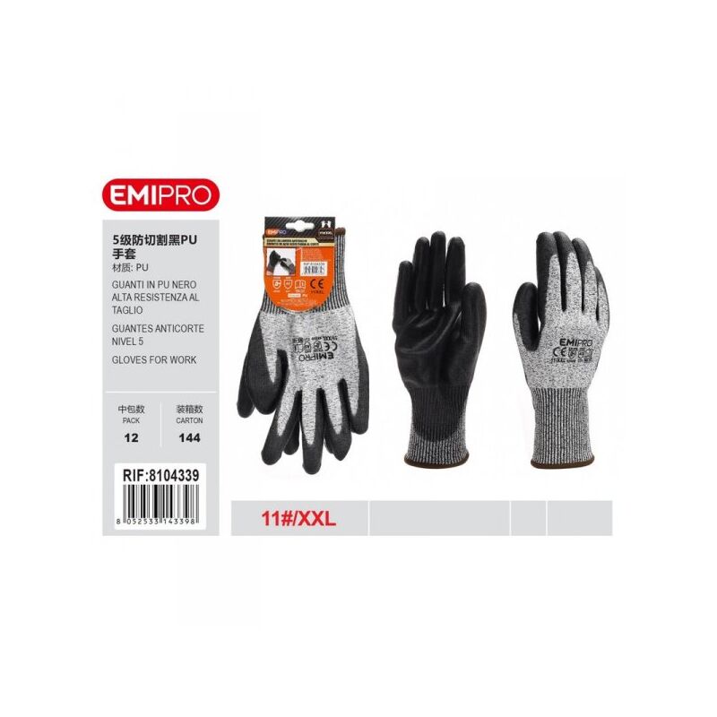 foto del prodotto guanti da lavoro livello 5 taglia xxl/11 colore nero/grigio