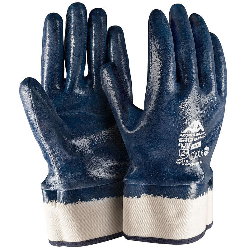foto del prodotto guanti da lavoro nbr blu polsino di sicurezza ricoperto m xxl 12paia active gear, 9 l 
