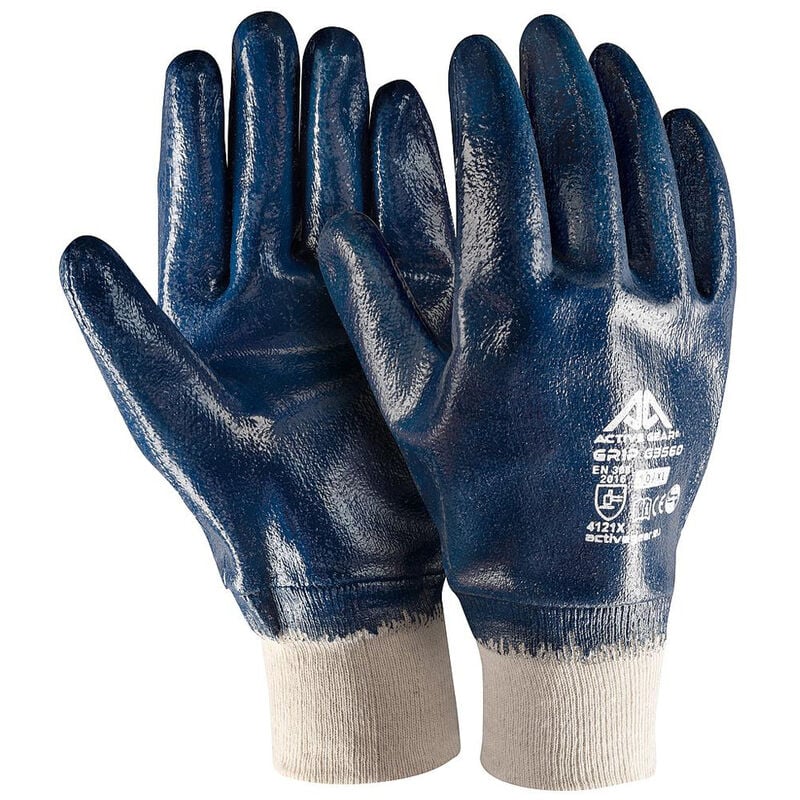 foto del prodotto guanti da lavoro nbr blu polsino elasticizzato ricoperto m xxl 12paia activegear, 10 xl 